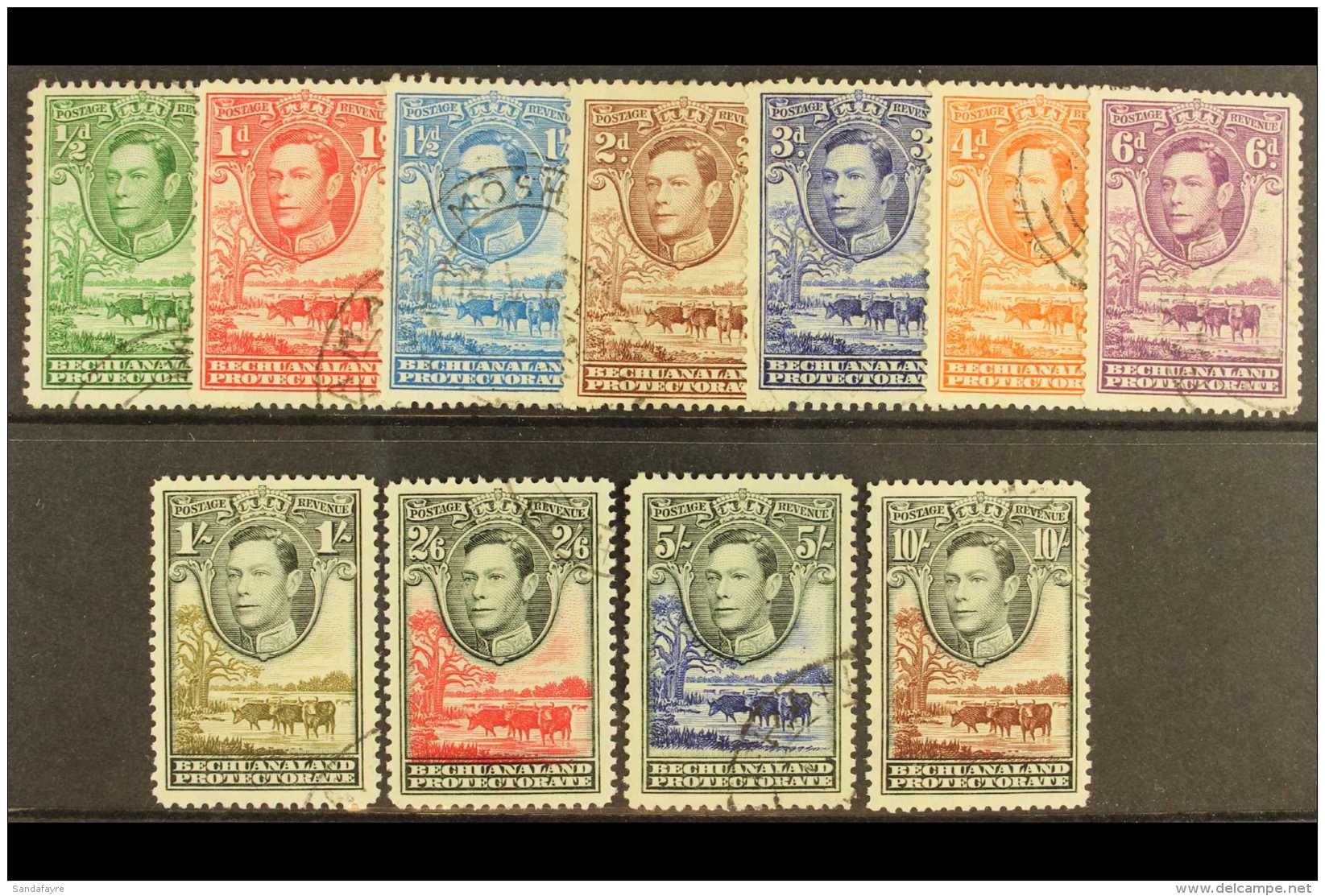 1938-52  Complete KGVI And Cattle Set, SG 118/128, Fine Cds Used. (11) For More Images, Please Visit... - Sonstige & Ohne Zuordnung