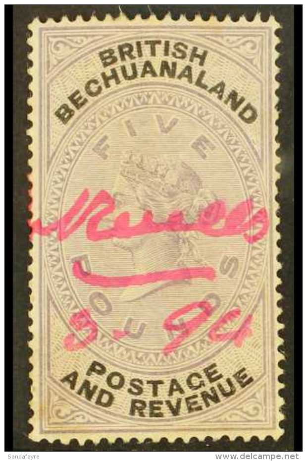 1888  &pound;5 Lilac And Black, SG 21, With Red Manuscript  Fiscal Cancel. For More Images, Please Visit... - Other & Unclassified