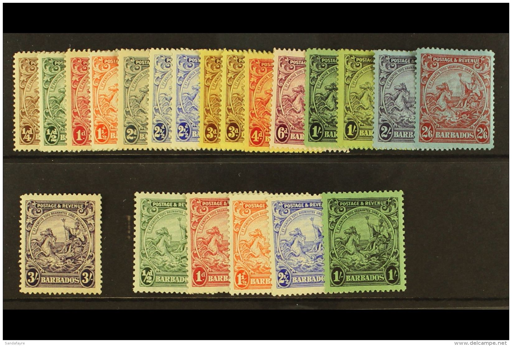 1925-35  Complete Set, SG 229/239, Plus 2&frac12;d, 3d And 1s Shades, Perf 13&frac12; X 12&frac12; Five Values To... - Barbados (...-1966)