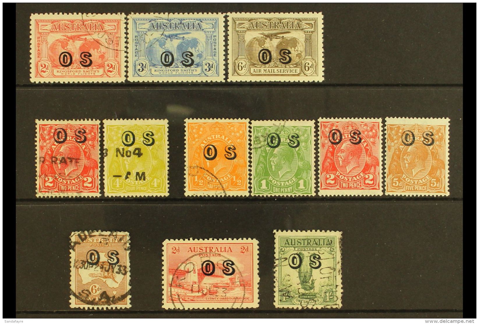 OFFICIALS  1930-33 "OS" Opt'd Mint &amp; Used Range On A Stock Card. Includes 1930 3d Blue Used, 1931 Set Used... - Sonstige & Ohne Zuordnung