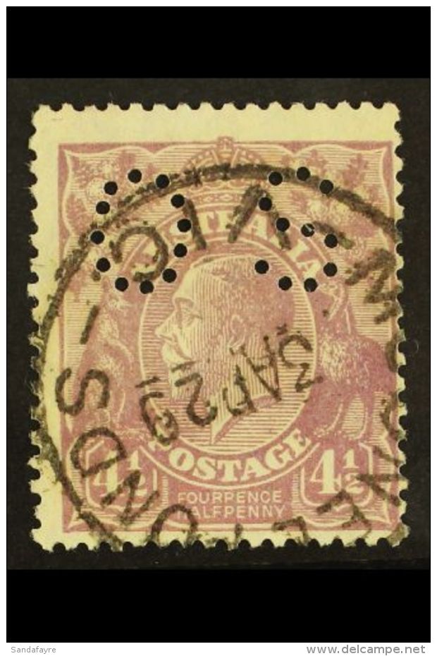 OFFICIALS  1926 4d Violet, Perf 13&frac12;x12&frac12;, Punctured "OS", SG O109, Good Used Centered To Right.... - Other & Unclassified