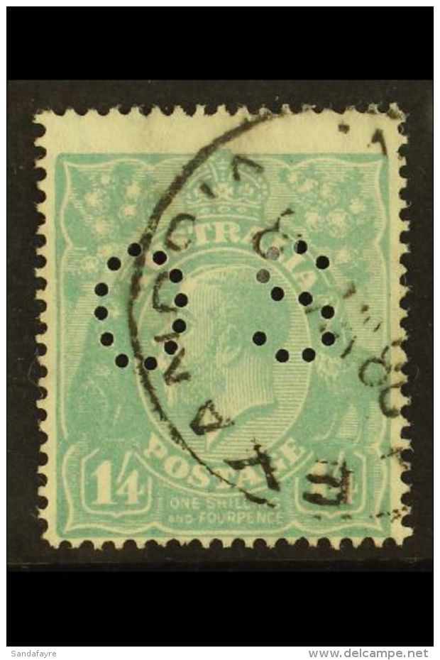 OFFICIALS  1926 1s 4d Pale Greenish Blue, Punctured "OS", SG O96, Fine Used Centered To Base. For More Images,... - Other & Unclassified