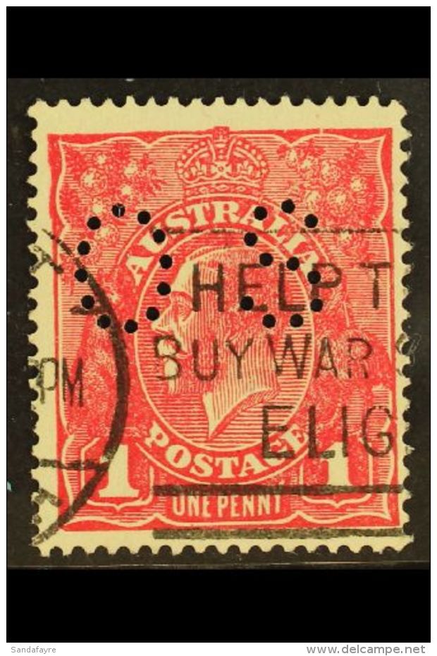 OFFICIAL  1914-21 1d Carmine-red Die II Perforated "OS" With SUBSTITUTED CLICHE Variety, As SG O39h, Fine Used,... - Other & Unclassified
