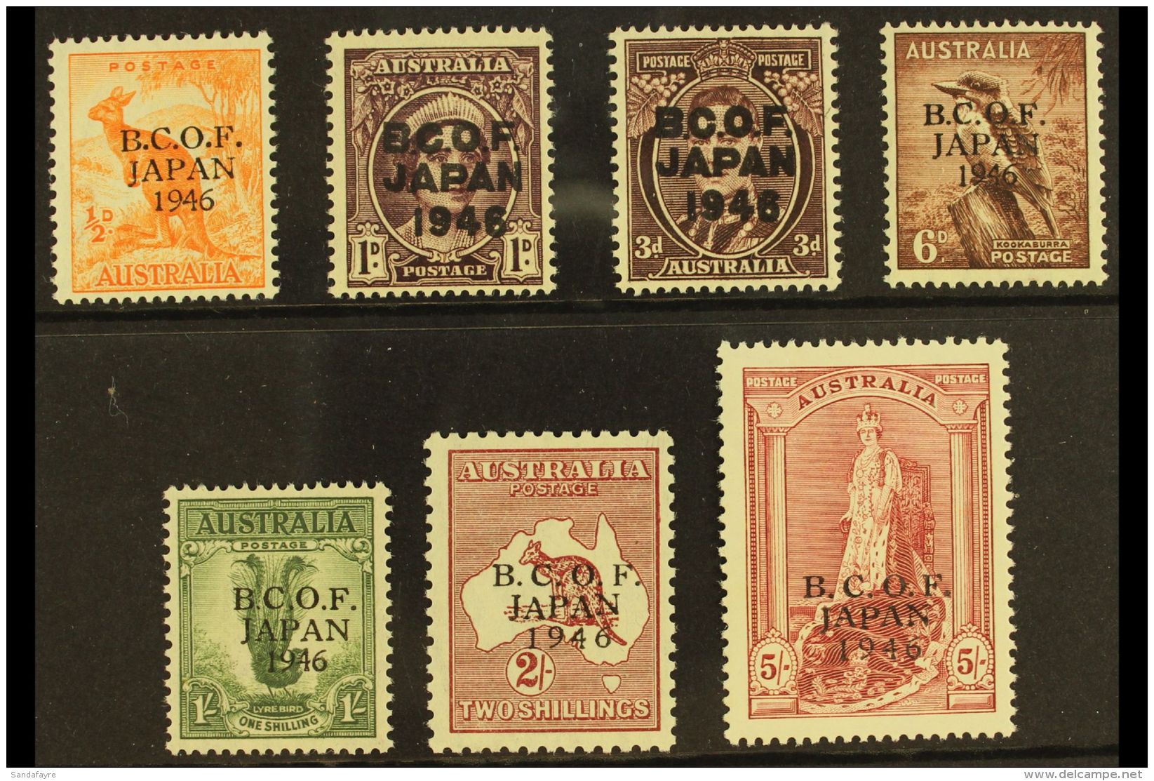 BCOF  1946-47 "B.C.O.F. JAPAN" Overprints Complete Set, SG J1/7a, Fine Never Hinged Mint, Very Fresh. (7 Stamps)... - Other & Unclassified