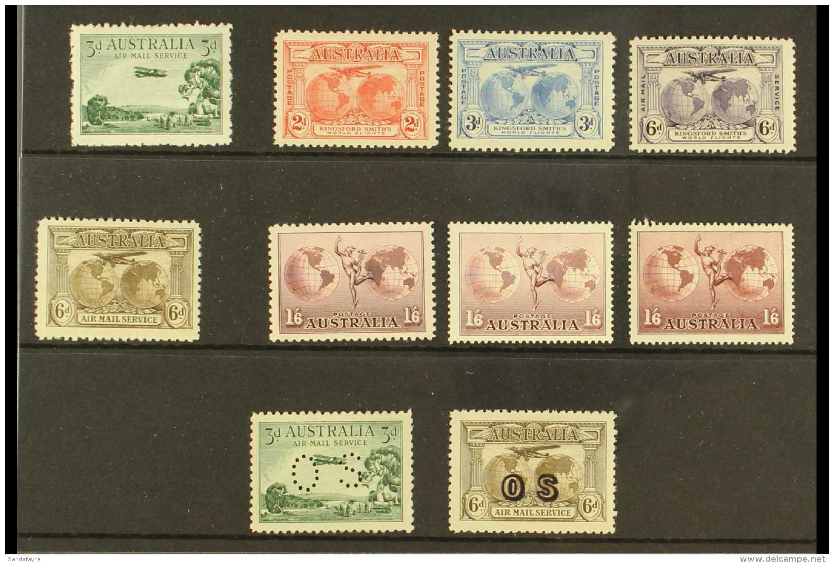 1928-48 AIR POST GROUP  A Chiefly Fine Mint Group On A Stock Card. Includes 1928 3d, 1930 3d With "O S" Perfin... - Other & Unclassified