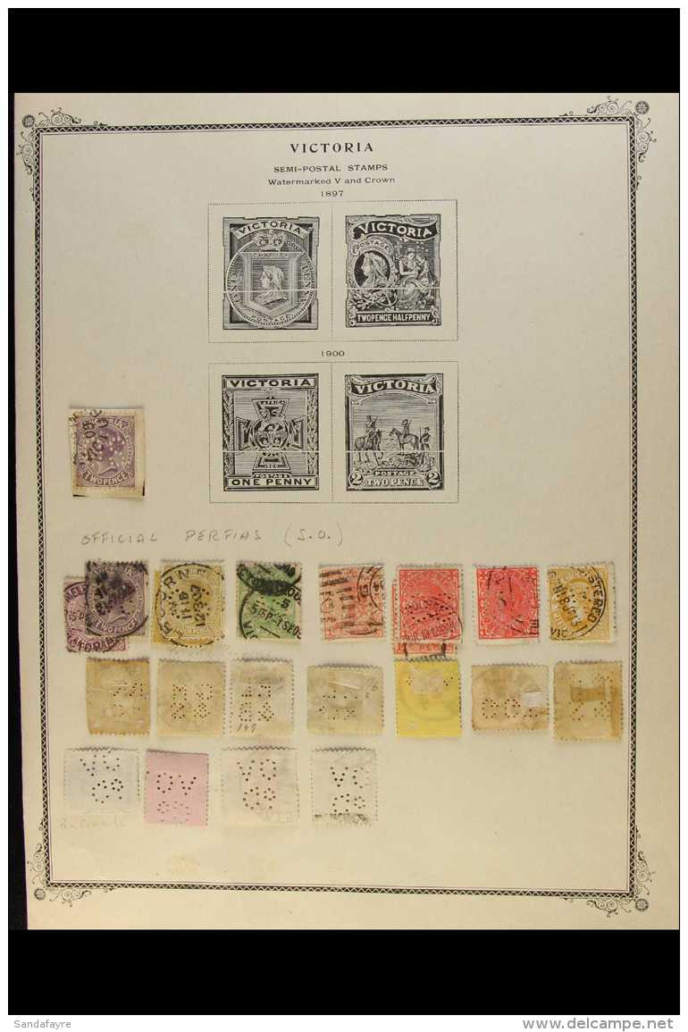 VICTORIA  PERFINS Range On An Album Page Of "O.S." And Private Company Perfins (22 Stamps) For More Images,... - Sonstige & Ohne Zuordnung