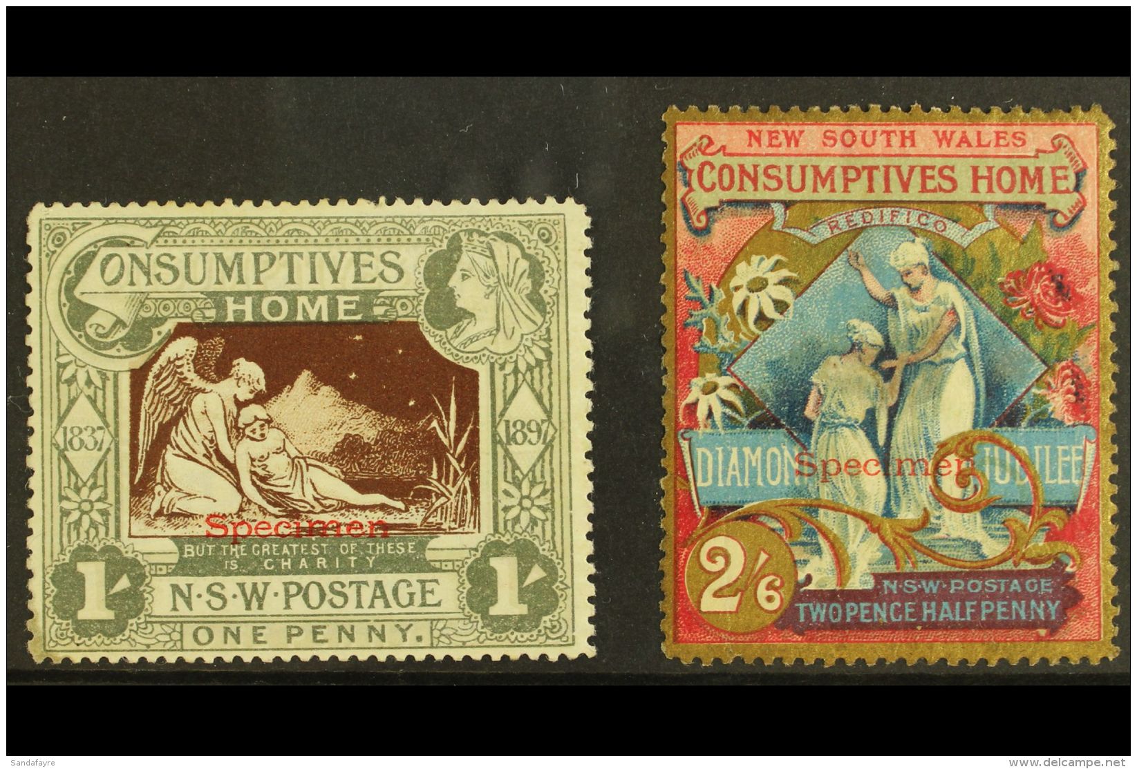 NEW SOUTH WALES  1897 Diamond Jubilee/ Hospital Charity "SPECIMEN" Set, SG 280s/81s, 1s With Tiny Corner Thin... - Sonstige & Ohne Zuordnung