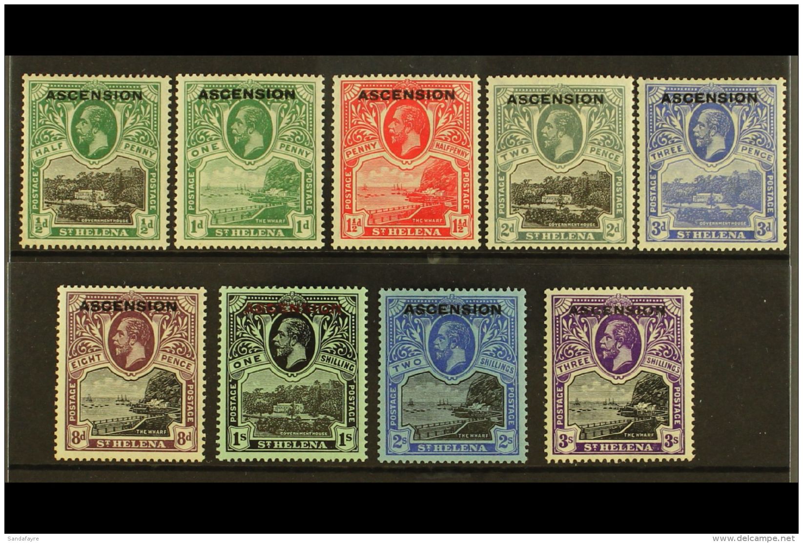 1922  Overprints Complete Set, SG 1/9, Very Fine Mint, Fresh. (9 Stamps) For More Images, Please Visit... - Ascension