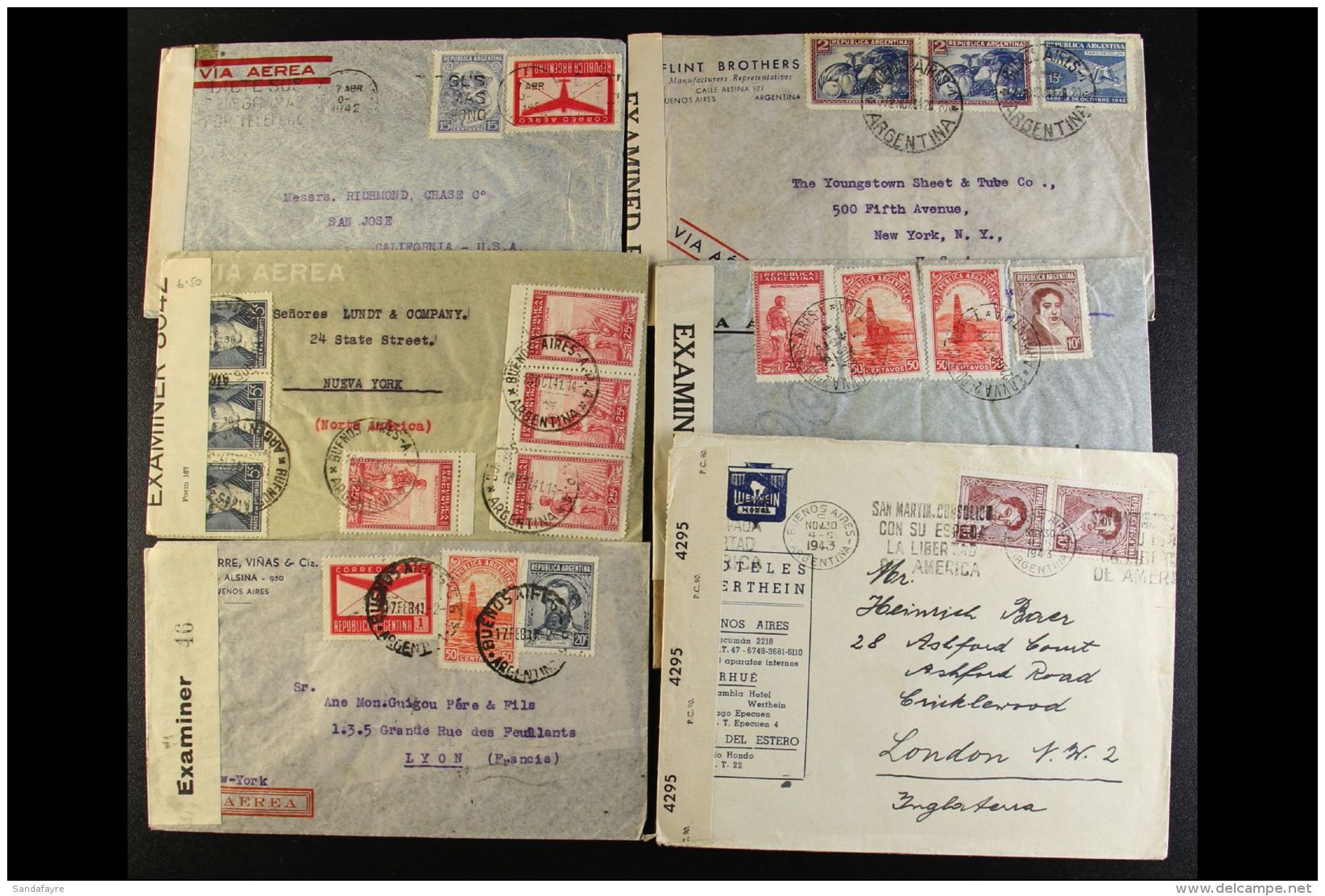 1940-1945 CENSORED COVERS.  An Interesting Collection Of Commercial Censor Covers Mostly Addressed To USA With... - Other & Unclassified