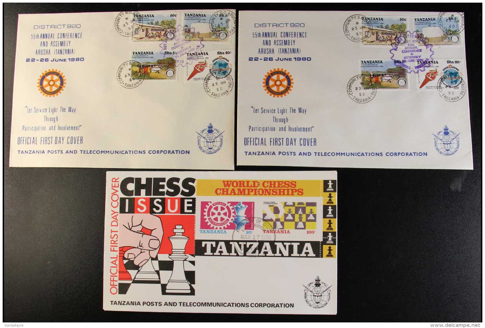 ROTARY  1980-99 TANZANIA COVERS HOARD. A Heavily Duplicated Accumulation That Includes 1986 Chess Miniature Sheet... - Unclassified