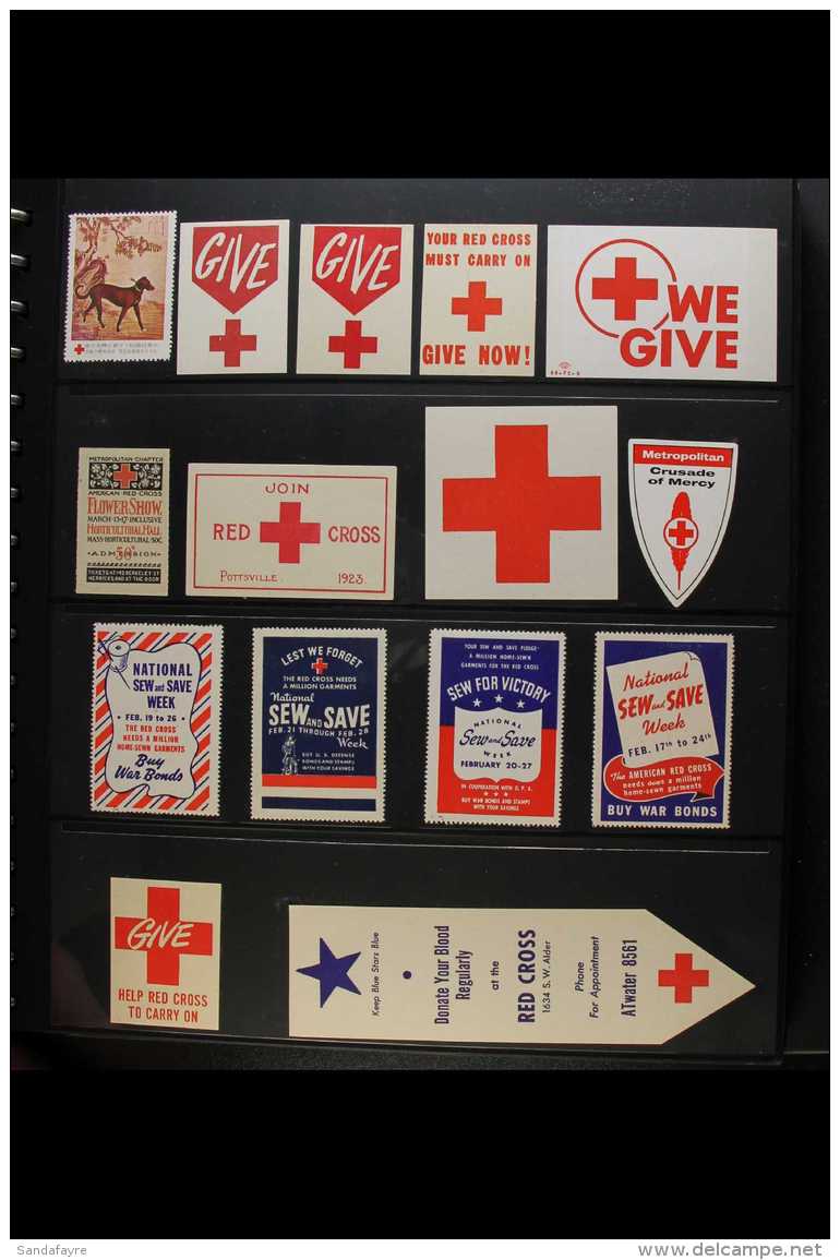 RED CROSS  EPHEMERA COLLECTION Housed In An Album, Super Looking Lot With USA Produced Gummed Labels, Book Marks,... - Unclassified