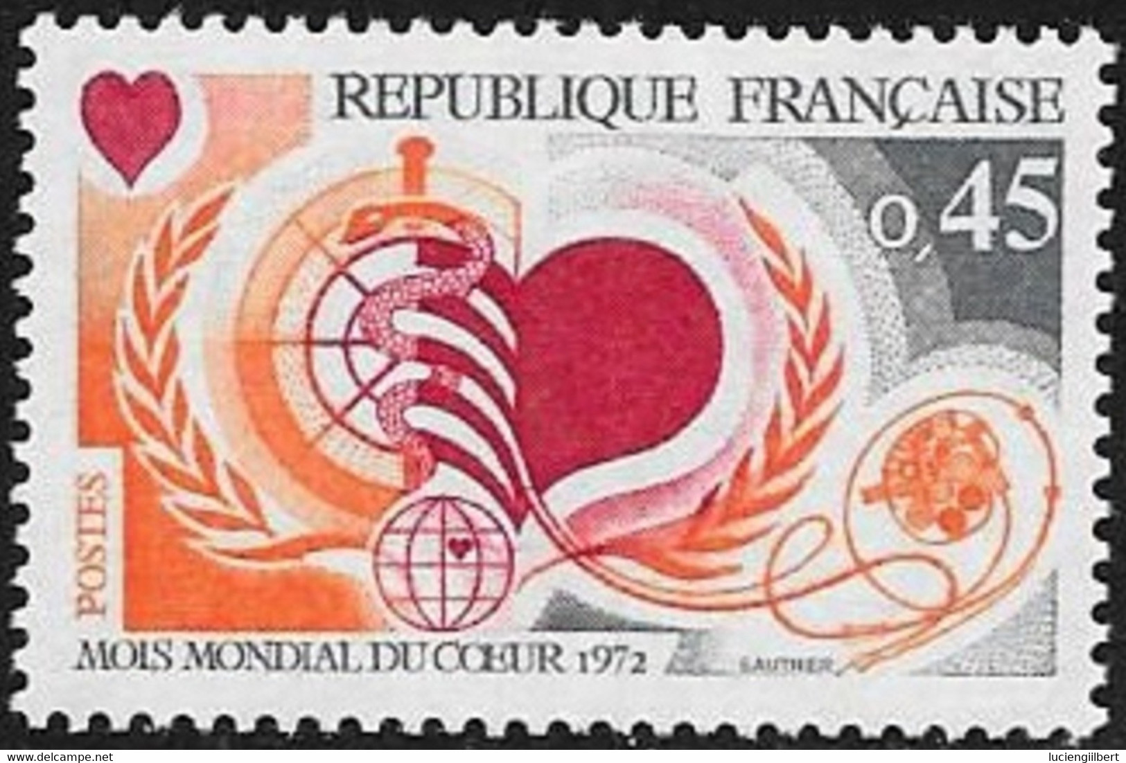 N° 1711   FRANCE  -  NEUF  -   JOURNEE MONDIALE DU COEUR   -  1972 - Unused Stamps