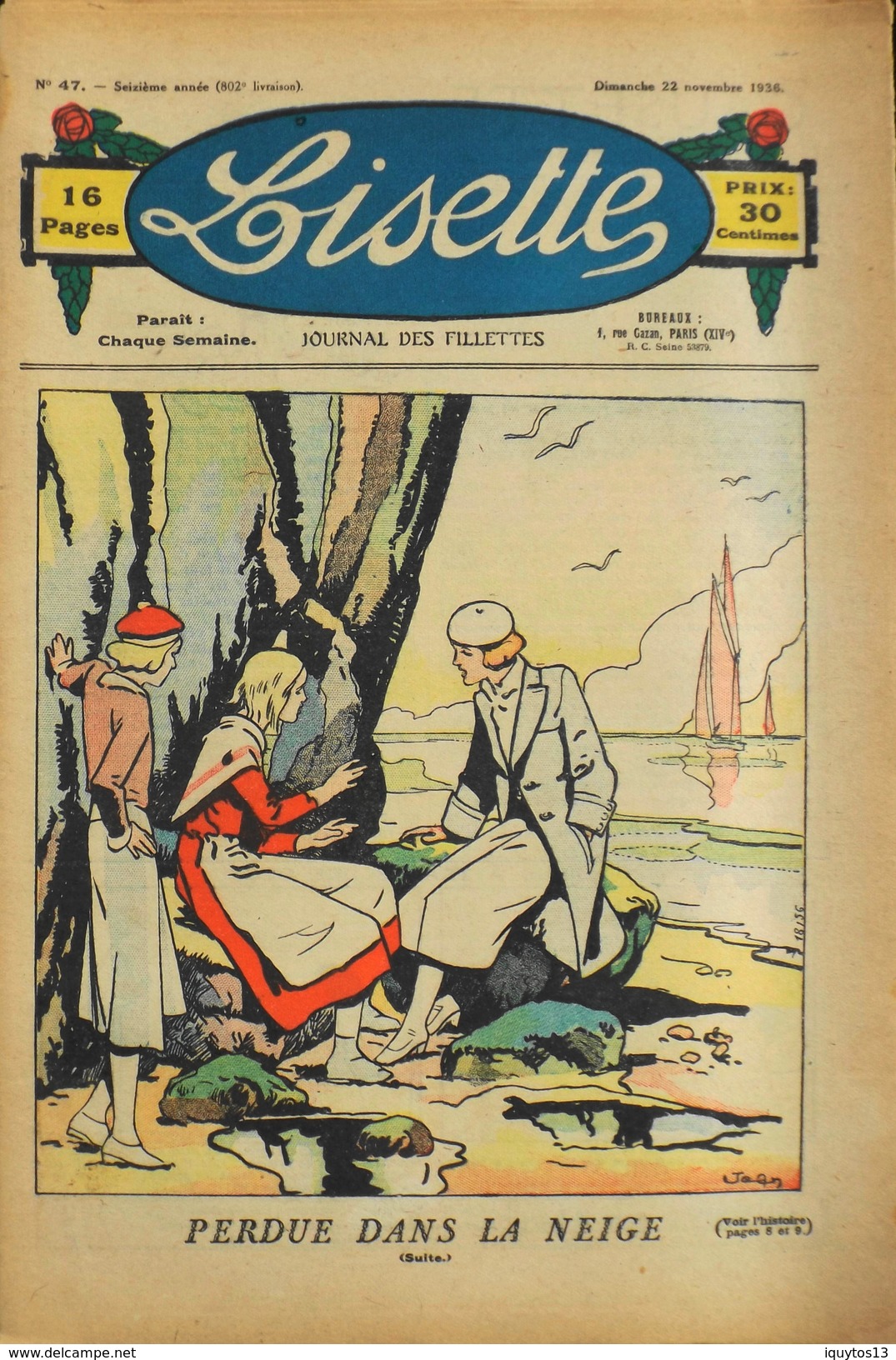 LISETTE - Journal Des Fillettes - N° 47 - Seizième Année - Dimanche 22 Novembre 1936 - En BE - Lisette