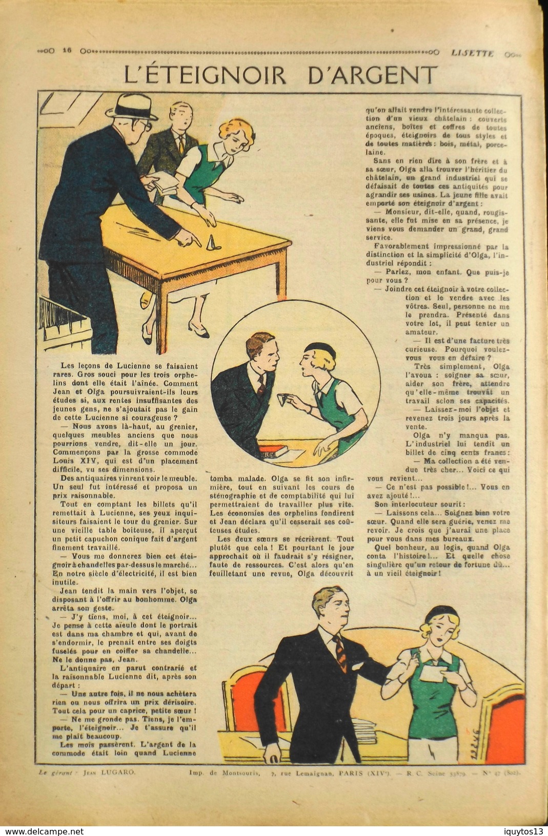 LISETTE - Journal Des Fillettes - N° 47 - Seizième Année - Dimanche 22 Novembre 1936 - En BE - Lisette