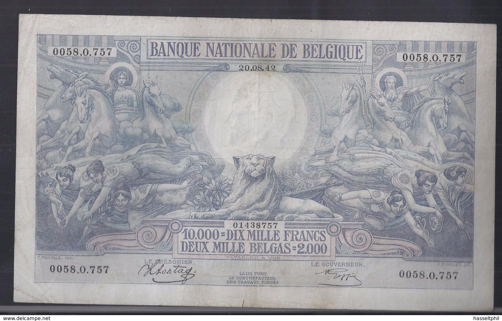 10.000 Frank - Francs = 2000 Belgas  - Type 1929  M 110c - Zeer Fraaie Tot Mooie Staat - 10000 Francs-2000 Belgas