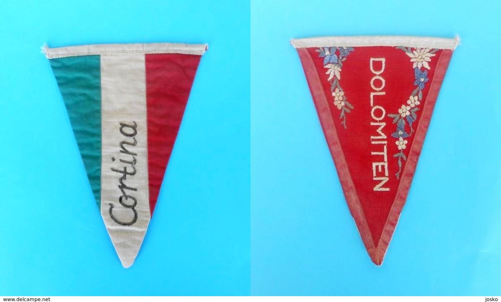 WINTER OLYMPIC GAMES CORTINA 1956. Dolomiten Italy - Vintage Olympics Pennant Flag Fanion Jeux Olympiques Olympia Italia - Apparel, Souvenirs & Other