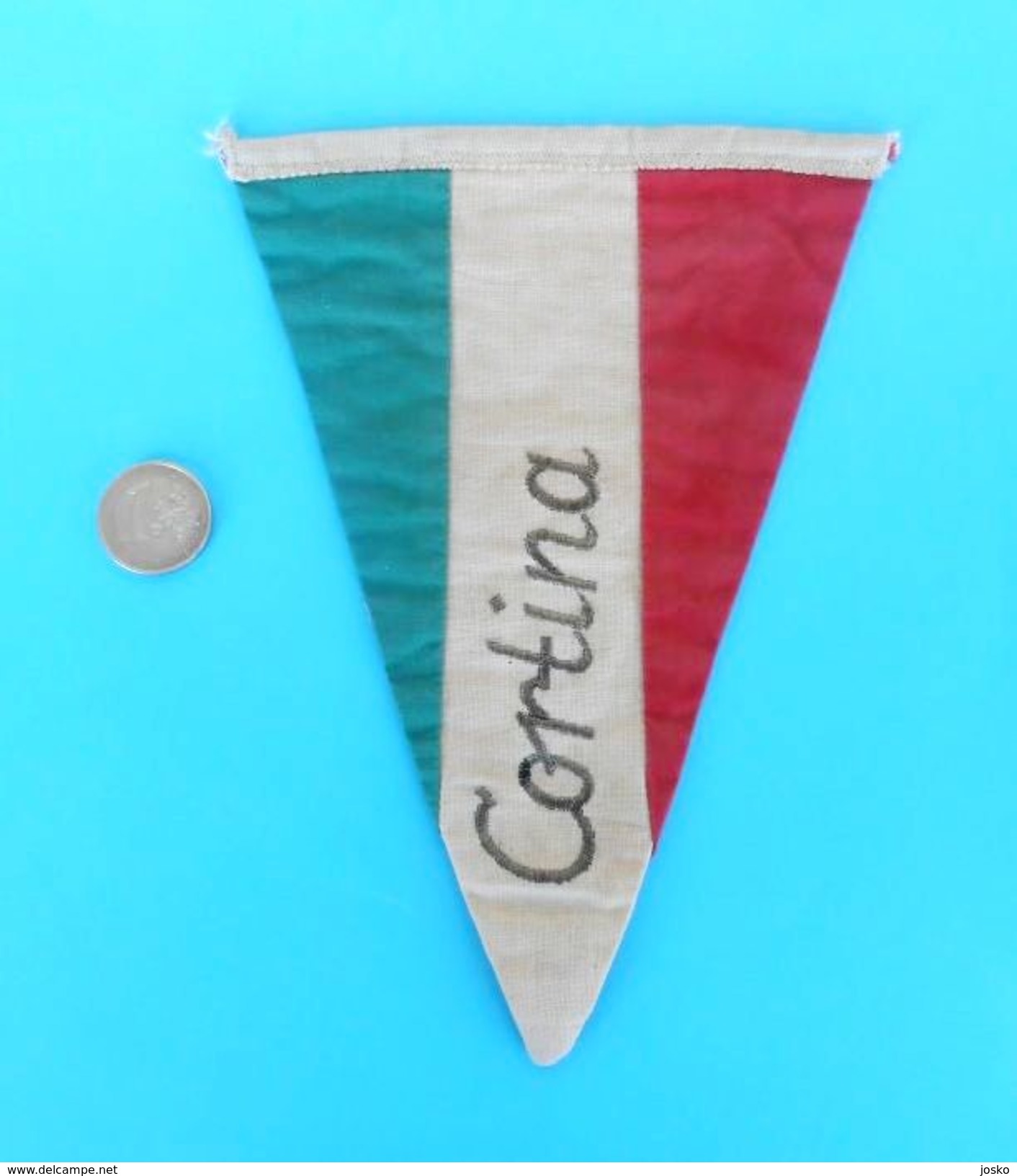 WINTER OLYMPIC GAMES CORTINA 1956. Dolomiten Italy - Vintage Olympics Pennant Flag Fanion Jeux Olympiques Olympia Italia - Apparel, Souvenirs & Other