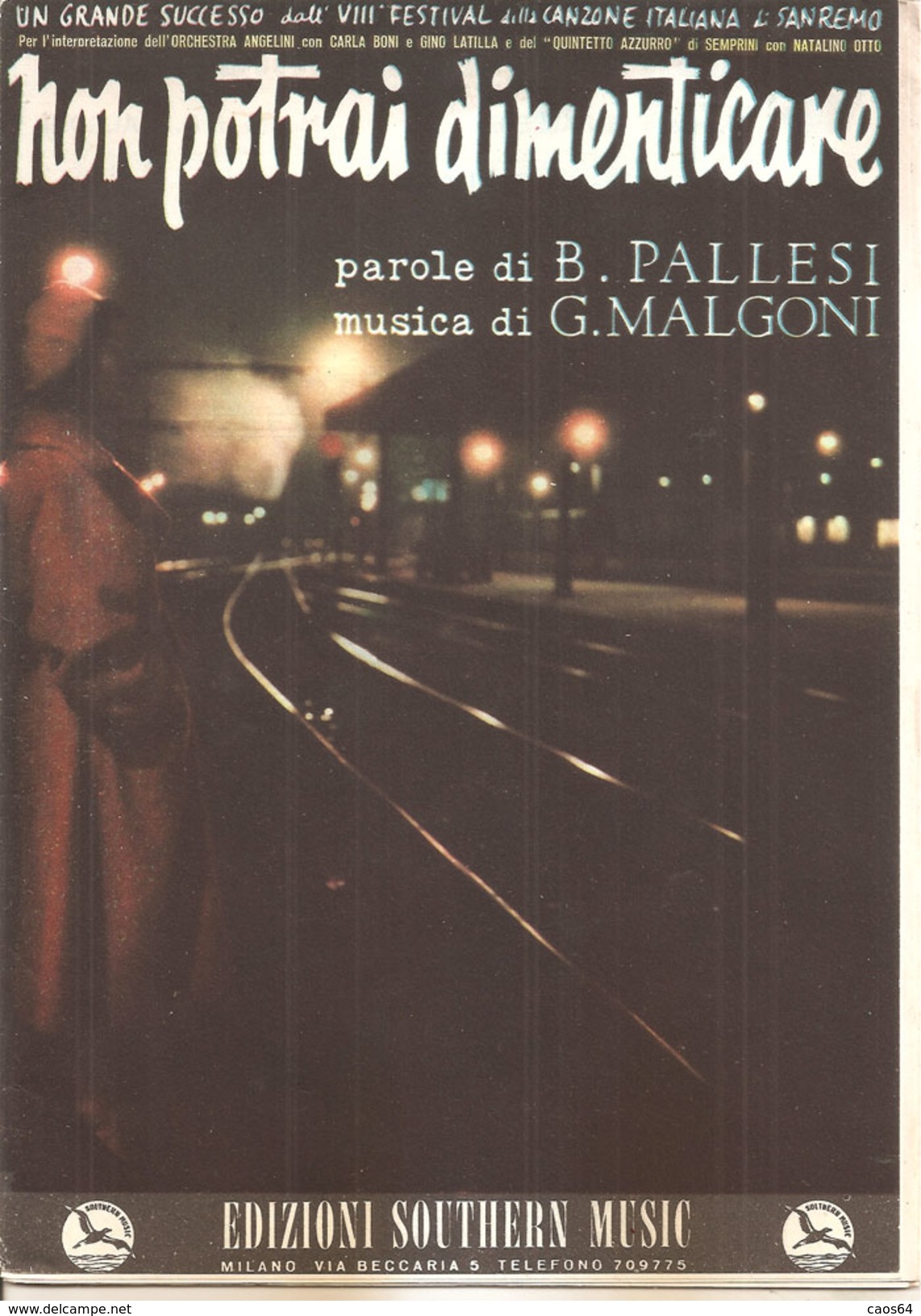 NON POTRAI DIMENTICARE	  Pallesi - Malgoni  Edizioni Southern Music - Scholingsboek