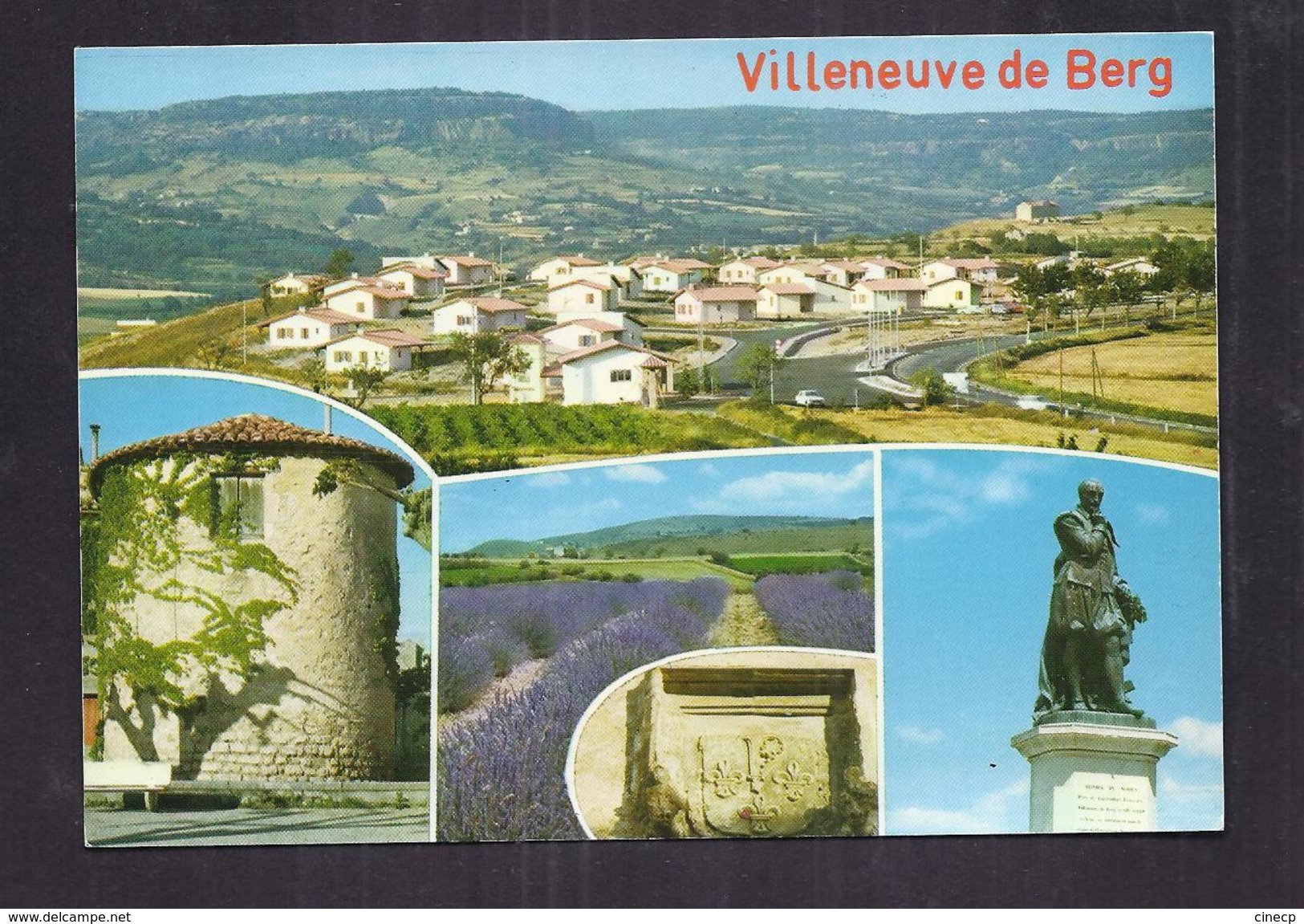 CPSM 07 - VILLENEUVE DE BERG - TB CP Multivue Dont TB Vue Générale Nouveau Quartier + Statue - Autres & Non Classés