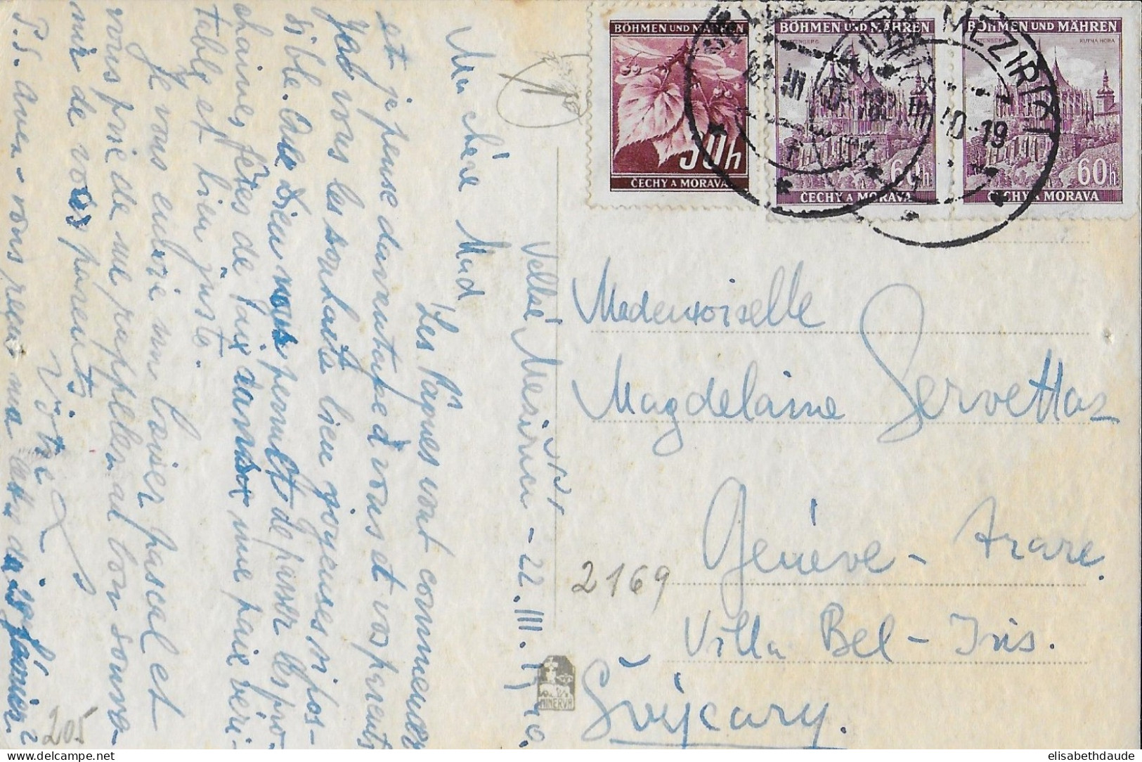 BÖHMEN UND MÄHREN - 1940 - CARTE De VELKE MEZIRICI => GENEVE (SUISSE) - Storia Postale