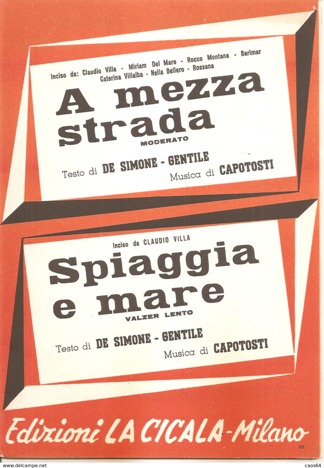 A MEZZA STRADA - SPIAGGIA E MARE DE SIMONE GENTILE CAPOTOSTI - Musica Popolare