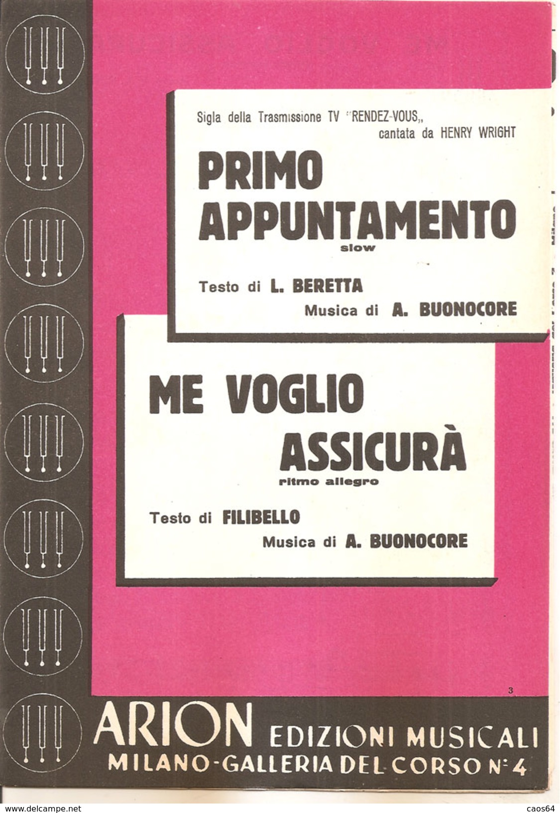 PRIMO APPUNTAMENTO - ME VOGLIO ASSICURA'	  Buonocore Beretta Filibello  Arion Edizioni Musicali - Volksmusik