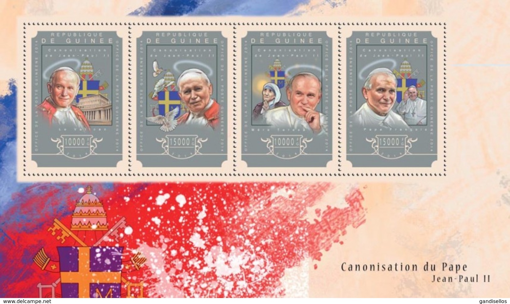 GUINEA 2014 SHEET POPE JOHN PAUL II PAPE JEAN PAUL PAPA JUAN PABLO POPES PAPES PAPAS CANONISATION RELIGION Gu14601a - Guinea (1958-...)