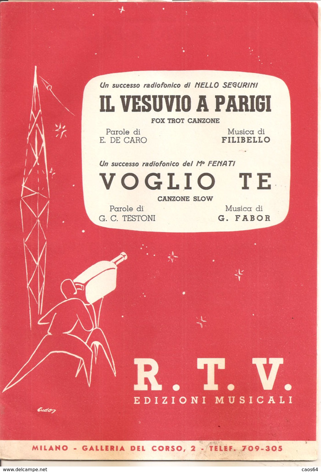 IL VESUVIO A PARIGI - VOGLIO TE	 Filibello Fabor  R. T. V. Edizioni Musicali - Scholingsboek