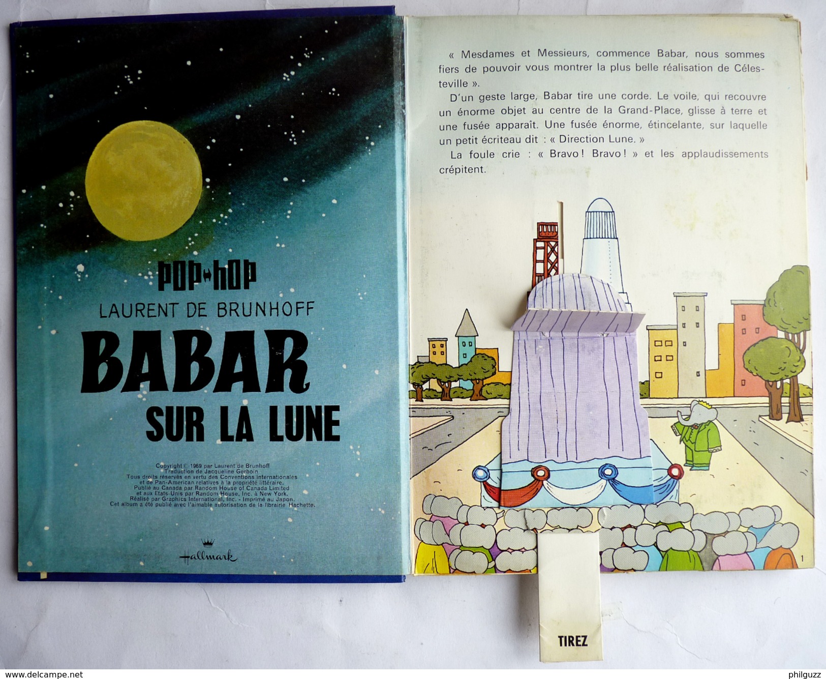 ALBUM LIVRE POP UP BABAR SUR LA LUNE DE BRUNHOFF - GP ROUGE ET OR 1969 Pas KUBASTA Enfantina - Disney