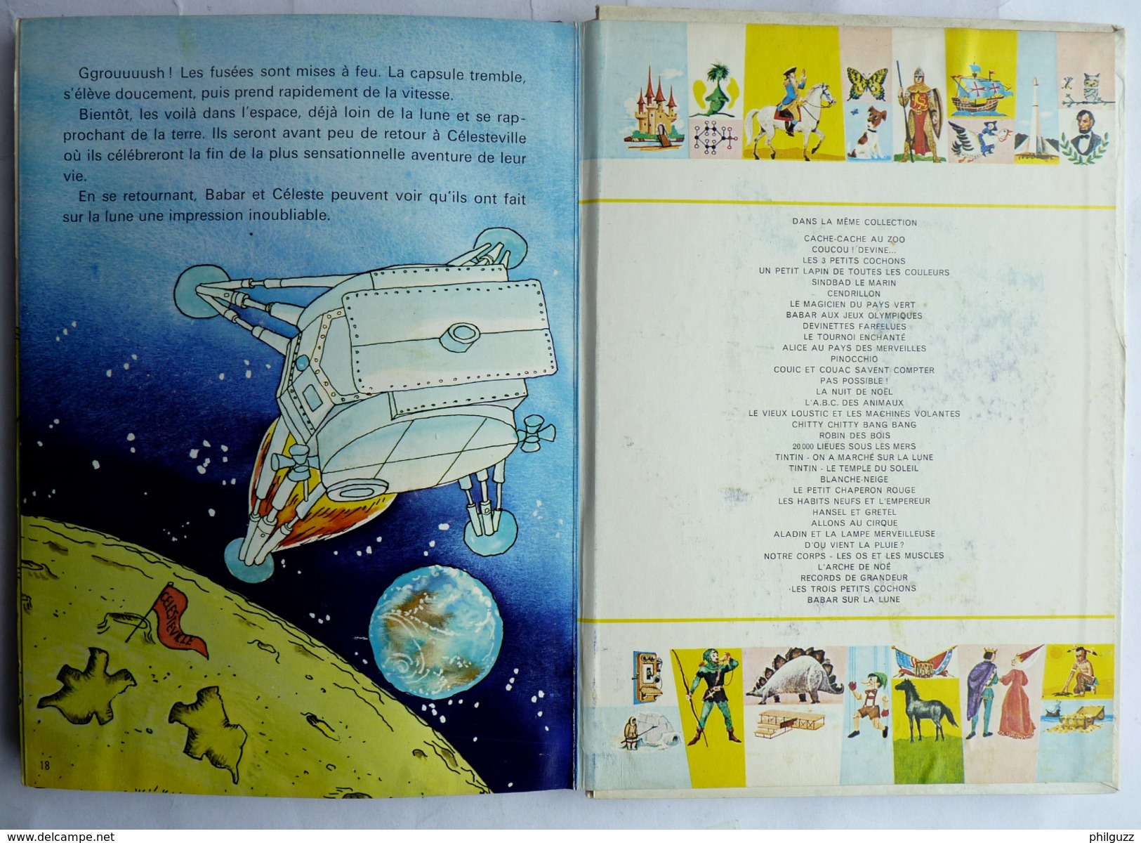 ALBUM LIVRE POP UP BABAR SUR LA LUNE DE BRUNHOFF - GP ROUGE ET OR 1969 pas KUBASTA Enfantina