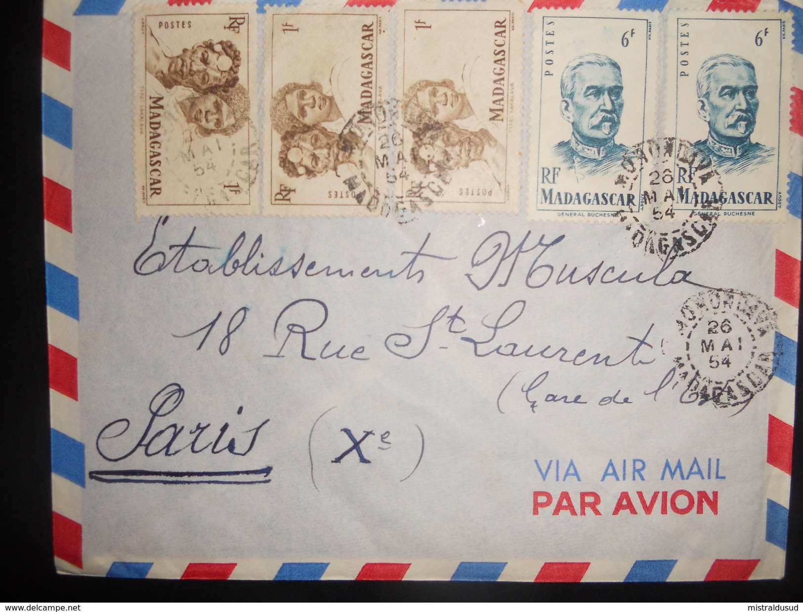 Madagascar , Lettre De Morondava 1954 Pour Paris - Covers & Documents