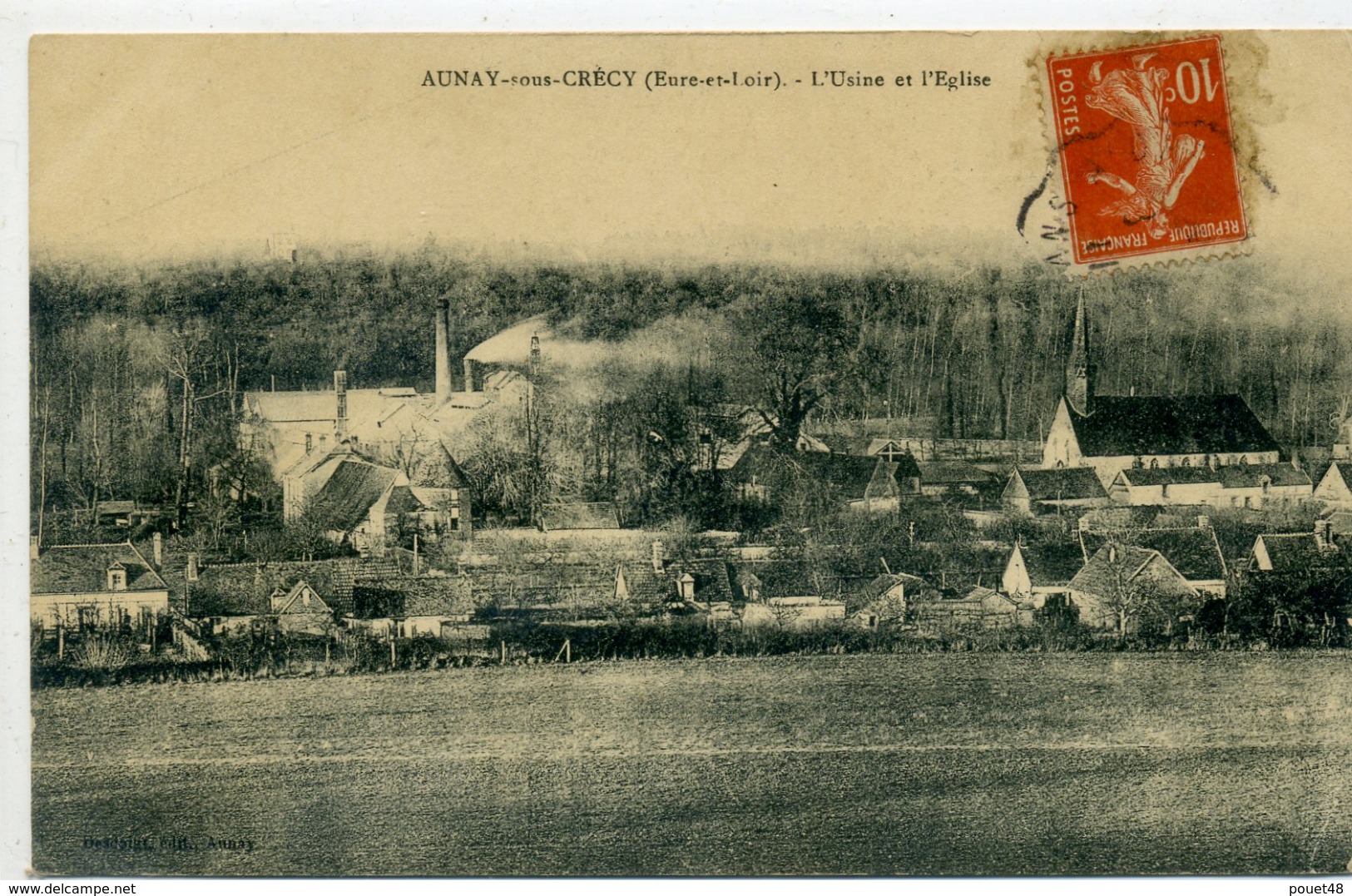 28 - AUNAY SOUS CRECY - Usine Et église - Sonstige & Ohne Zuordnung