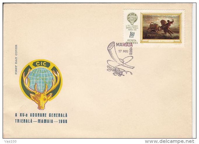 NATIONAL HUNTER AND FISHERMANS ORGANIZATION, MAMAIA NATIONAL ASSEMBLY, COVER FDC, 1968, ROMANIA - FDC
