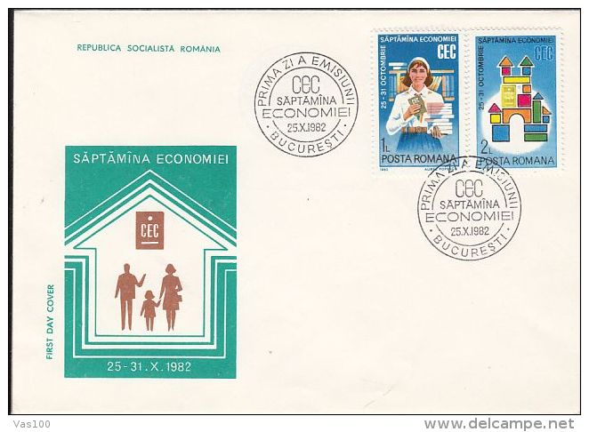 SAVINGS AND DEPOSITS BANK, SAVINGS WEEK, COVER FDC, 1982, ROMANIA - FDC