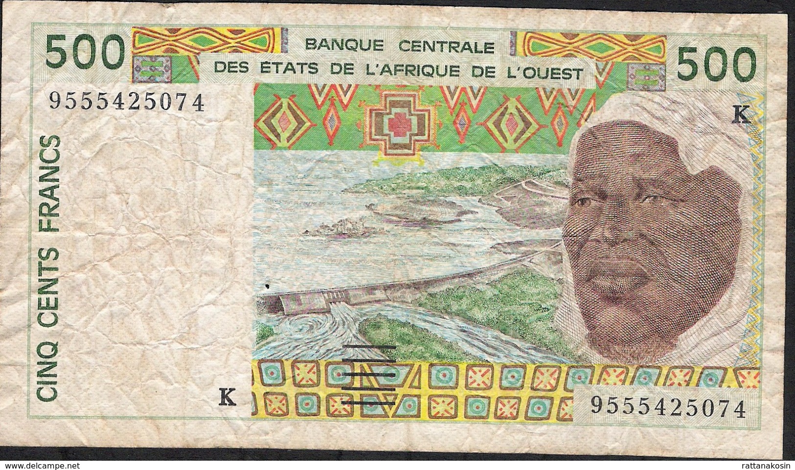 W.A.S. LETTER K SENEGAL P710Ke 500 FRANCS (19)95  FINE Only 1 P.h. ! - Sénégal