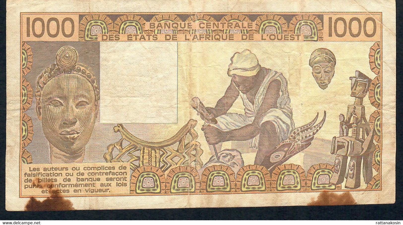 W.A.S. LETTER K SENEGAL P707Kg 1000 FRANCS 1986  FINE Only 1 P.h. ! - Senegal