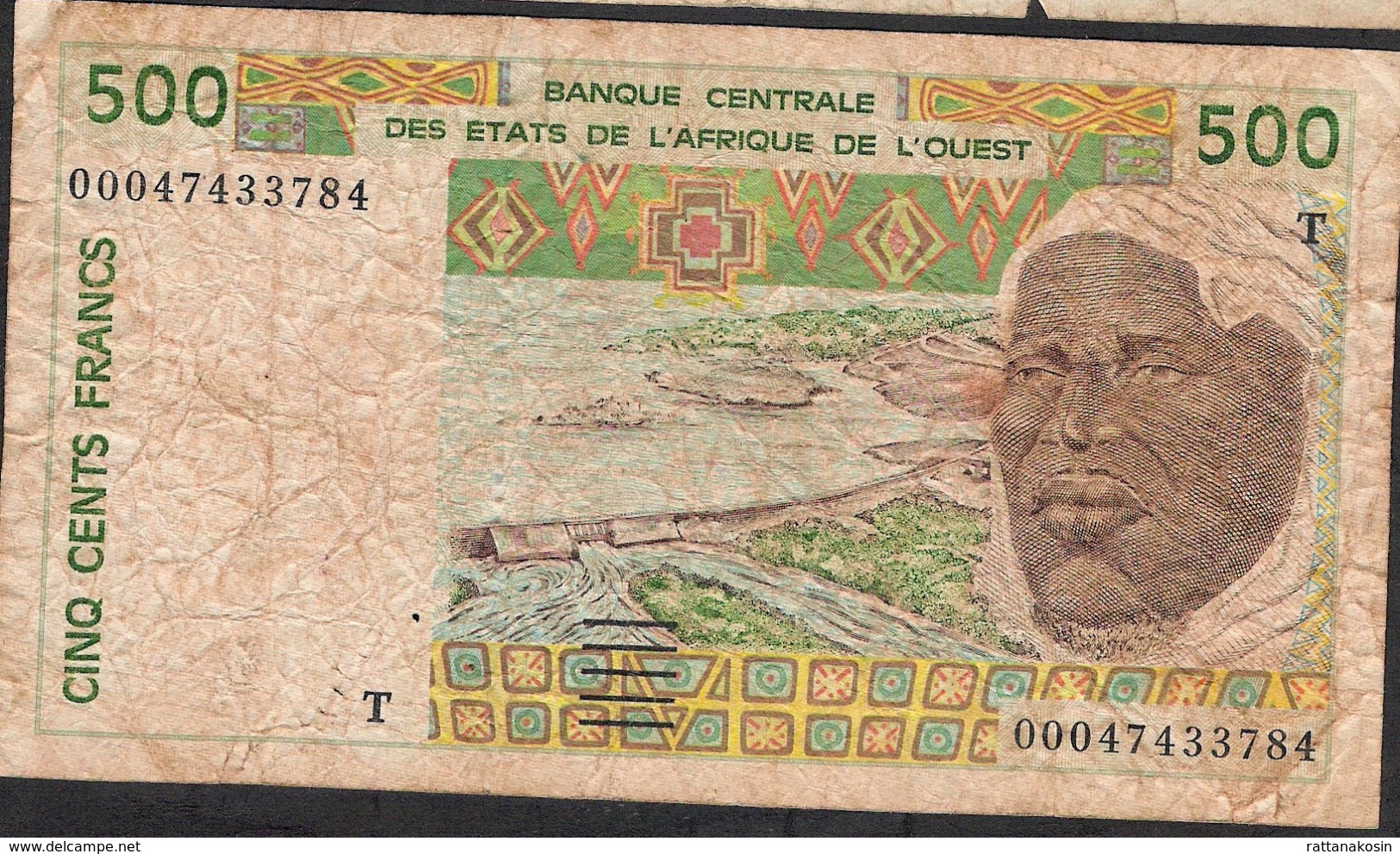 W.A.S. LETTER T TOGO  P810Tk 500 FRANCS (20)00  FINE NO P.h. ! - Togo