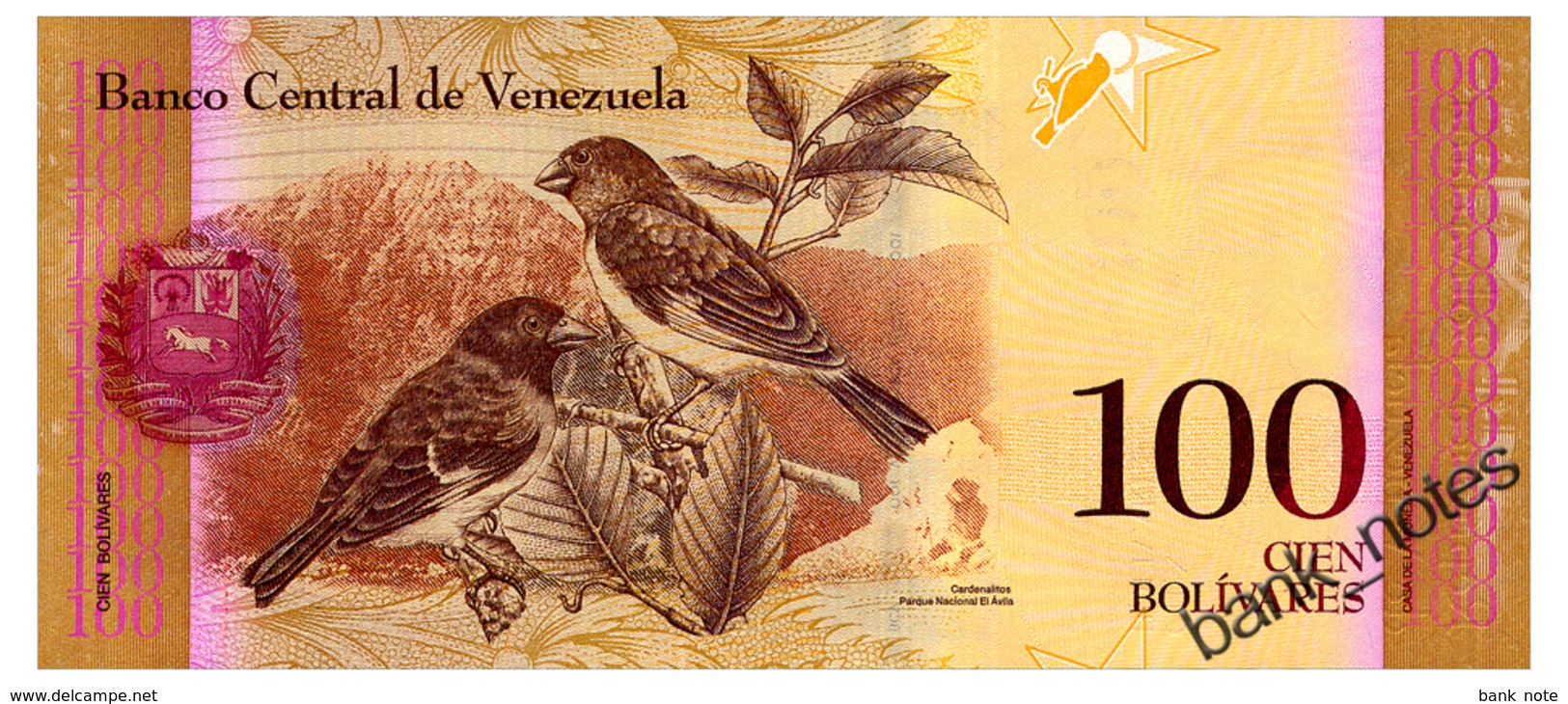 VENEZUELA 100 BOLIVARES 2015 Pick 93j Unc - Venezuela