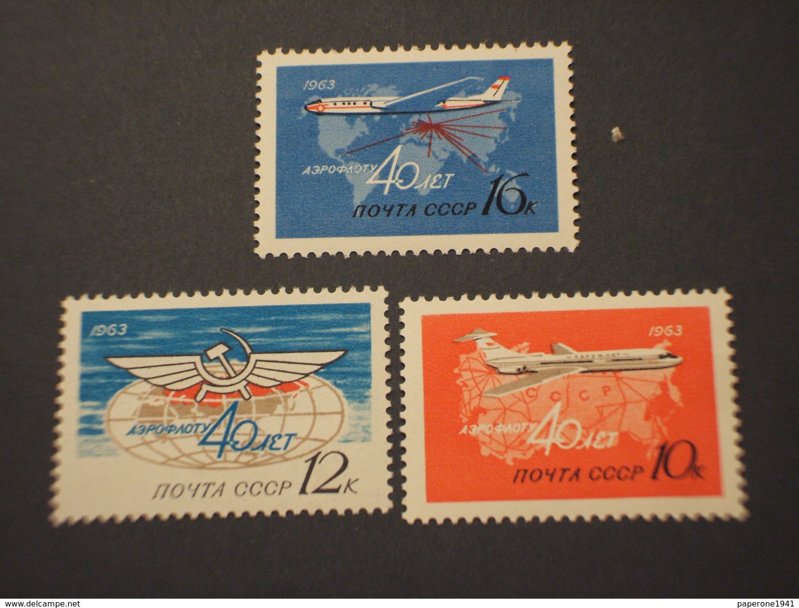 RUSSIA - P.A. 1963 AEREO 3 VALORI - NUOVI(++) - Unused Stamps