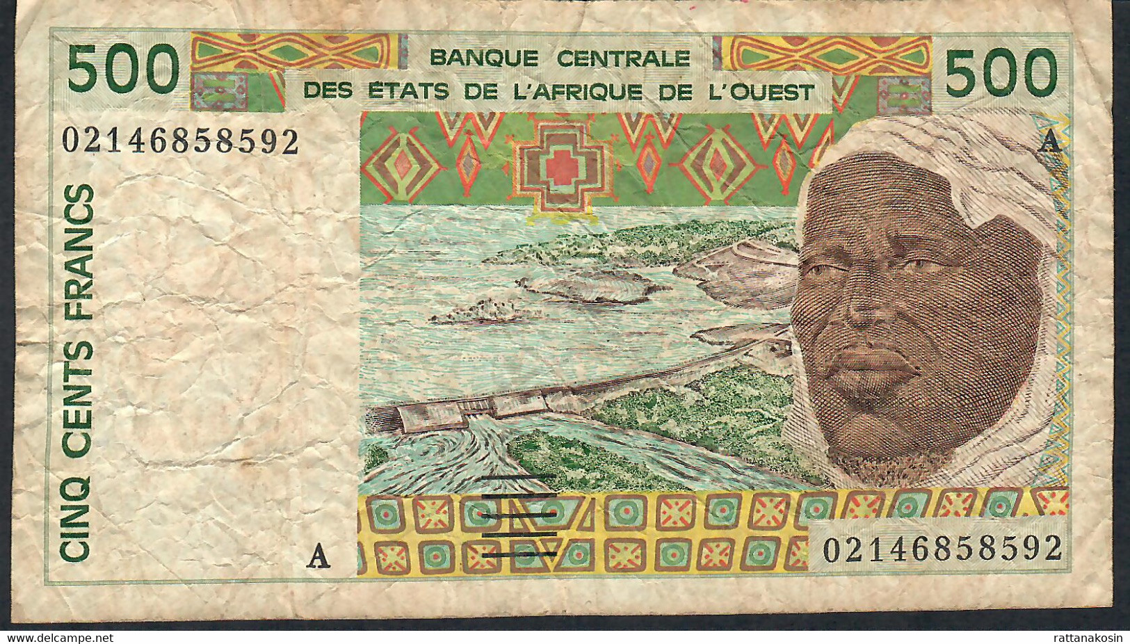 W.A.S. LETTER A  IVORY COST   P110Am 500 FRANCS (20)02  FINE NO P.h. ! - Côte D'Ivoire