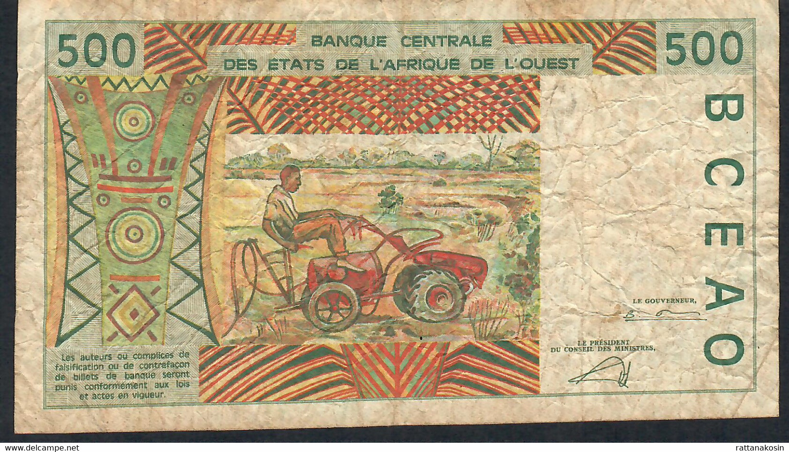 W.A.S. LETTER A  IVORY COST   P110Am 500 FRANCS (20)02  FINE NO P.h. ! - Elfenbeinküste (Côte D'Ivoire)