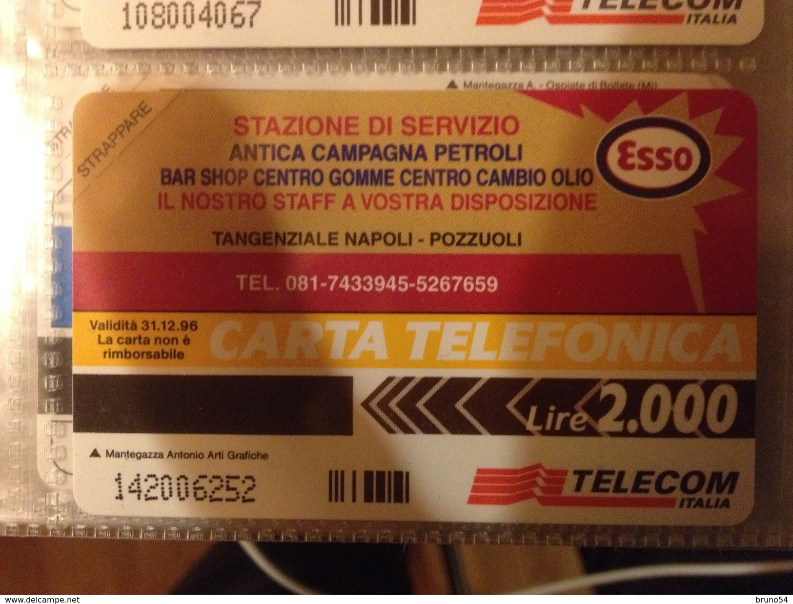 Scheda Telefonica Golden 239 Da Lire 2000  Esso Tangenziale Napoli Pozzuoli Tiratura 30.000 - Privées Rééditions