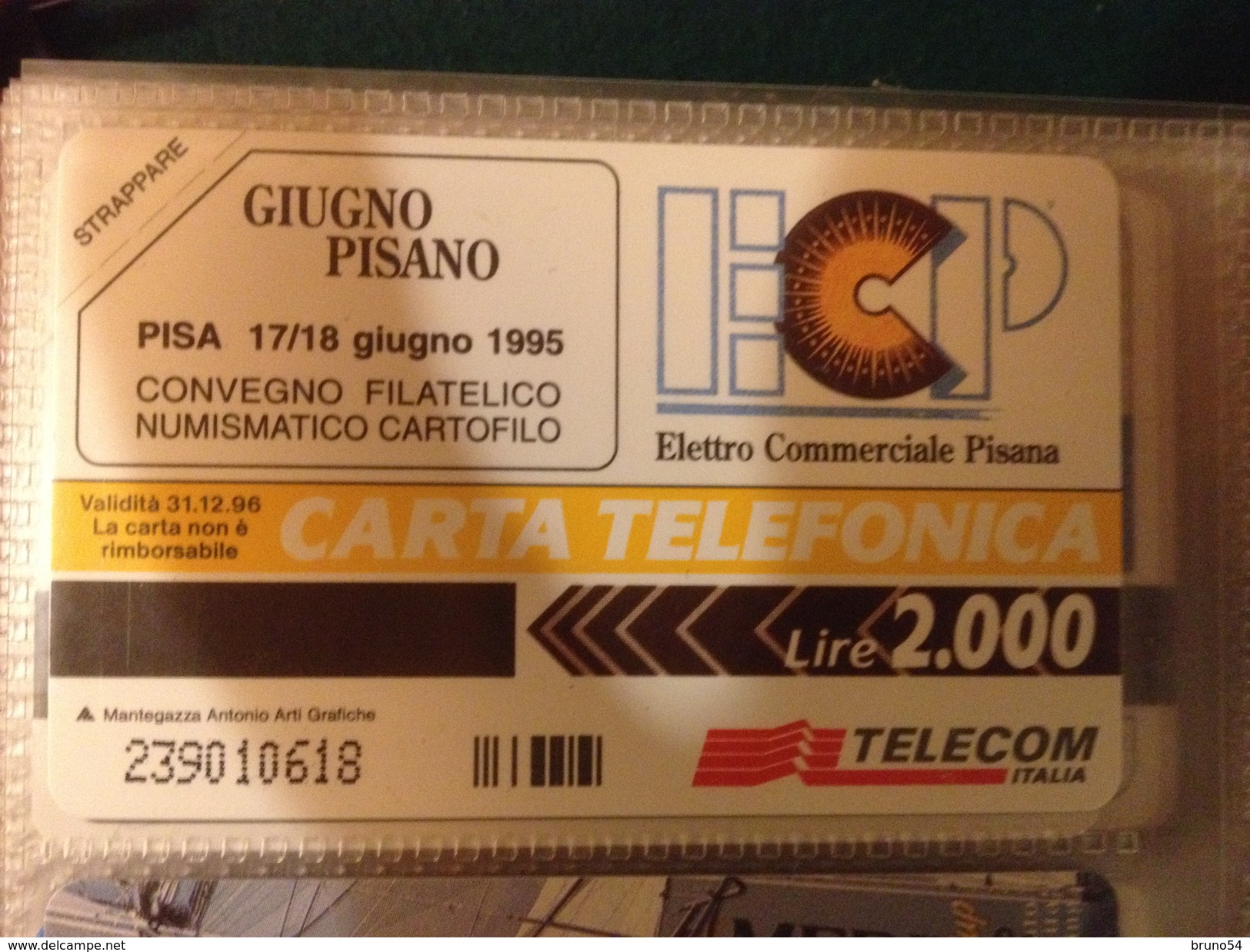 Scheda Telefonica Golden 242 Nuova Da Lire 2000 Giugno Pisano Convegno Filatelico 1995 Tiratura 13.000 - Private Riedizioni