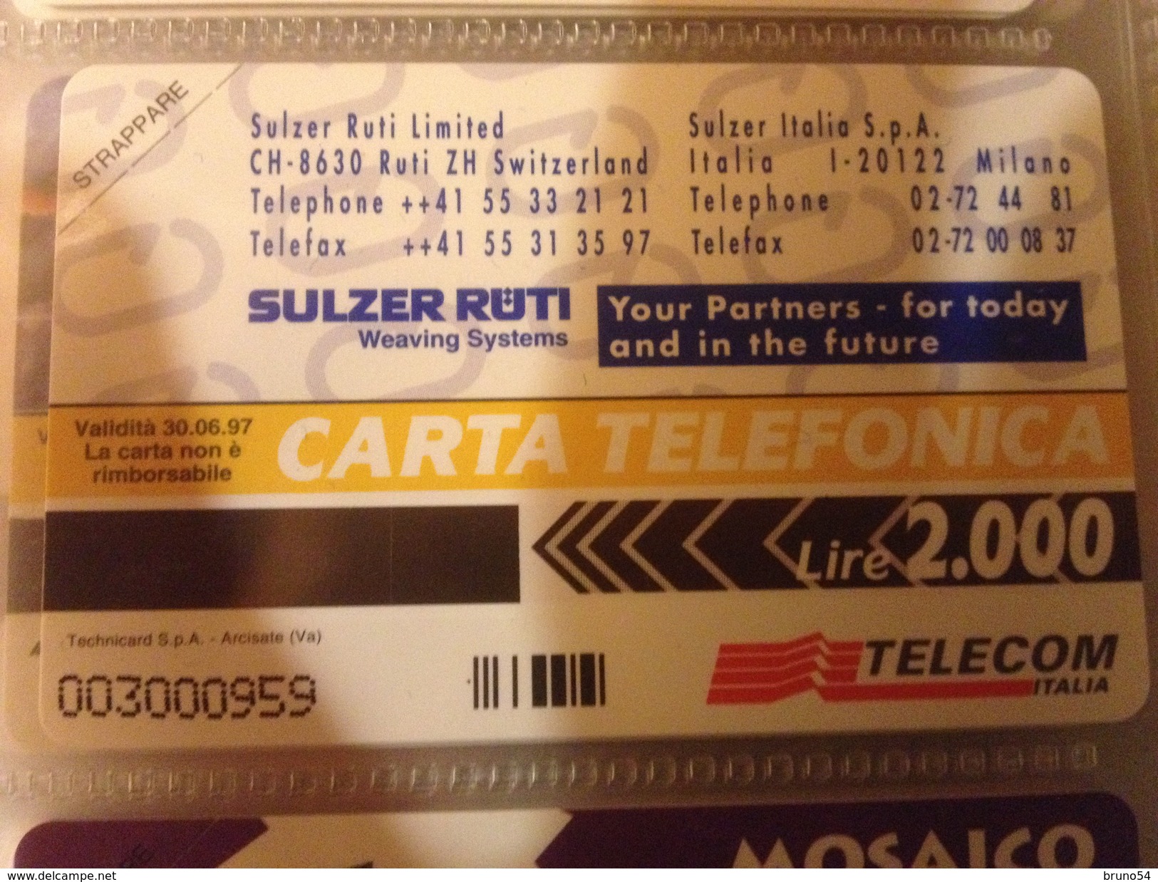 Scheda Telefonica Golden 255 Nuova Da Lire 2000 Sulzer Ruti ITMA 95 Tiratura 18.000 - Private New Editions