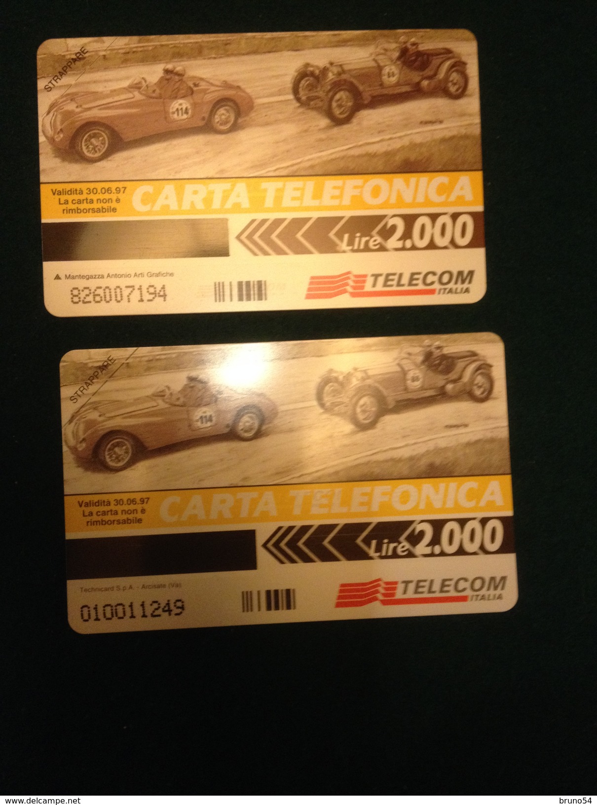 2 Schede Telefoniche Golden  269 -270 Nuove Da Lire 2000 Mille Miglia Di Brescia  1995 Tiratura 13.000 - Private TK - Reprints