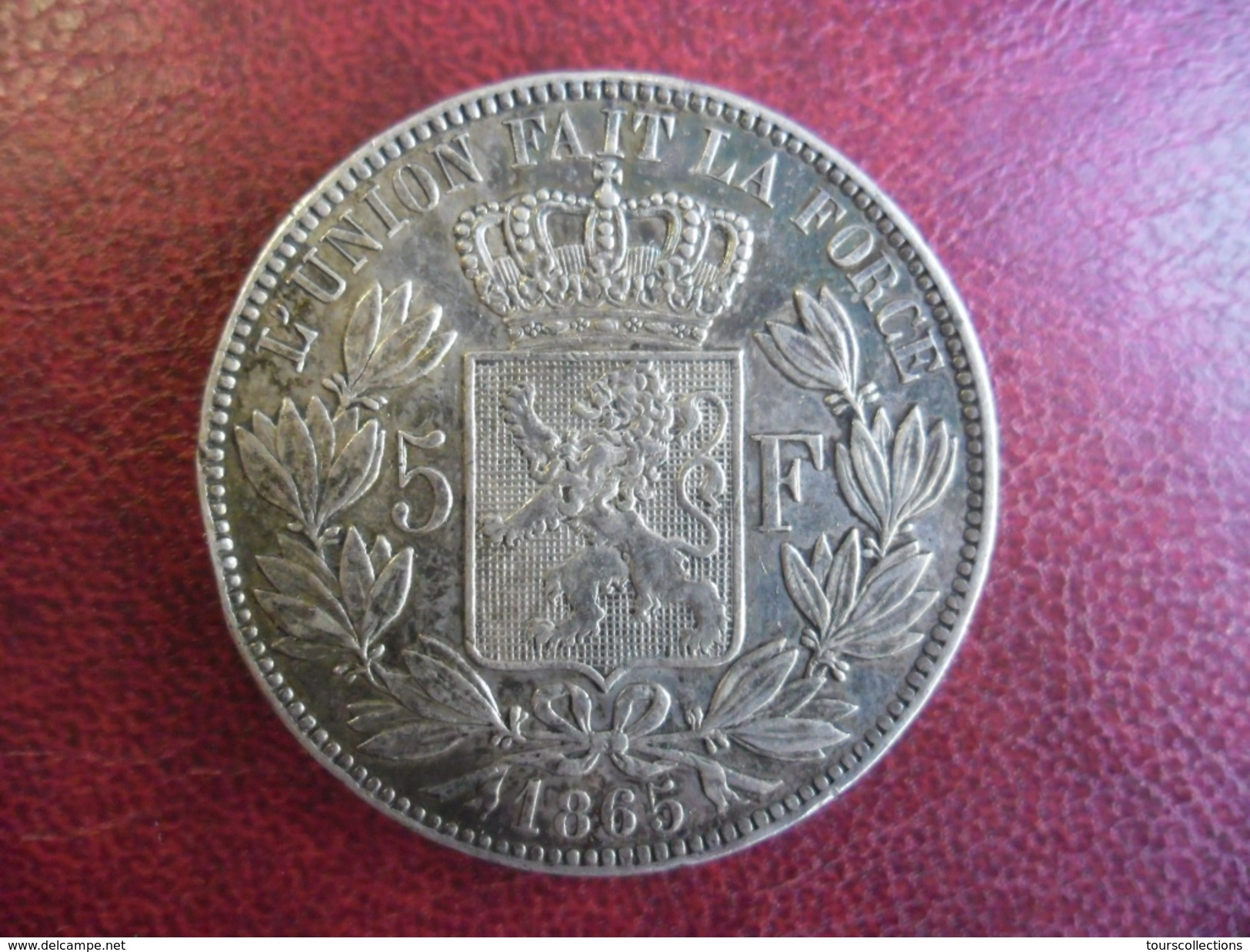 BELGIQUE - ECU 5 Francs Argent 1865 ROI LEOPOLD PREMIER @ 37 Mm 25 Gr. @ 2 Photos - 5 Frank