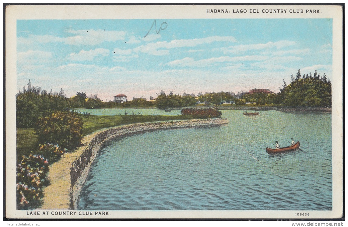 POS-508 CUBA POSTCARD. 1927. LAGO DEL COUNTRY CLUB DE LA HABANA. - Cuba