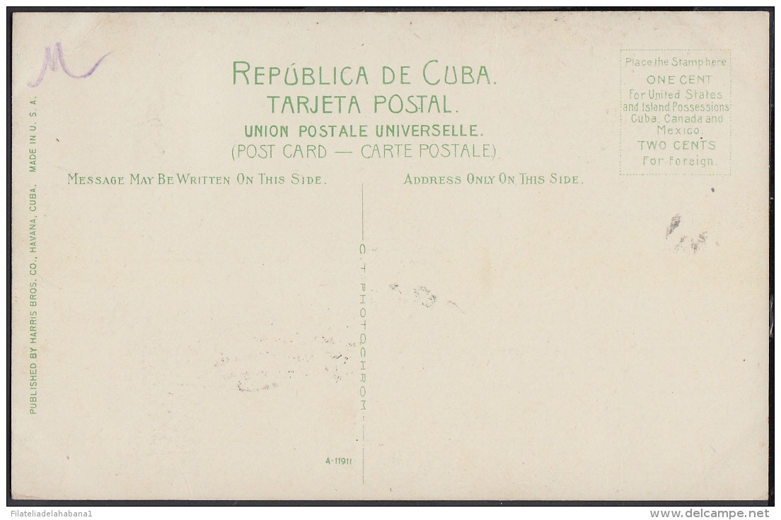 POS-511 CUBA POSTCARD. 1914. SANTIAGO DE CUBA. ENTRADA DE LA BAHIA. - Cuba