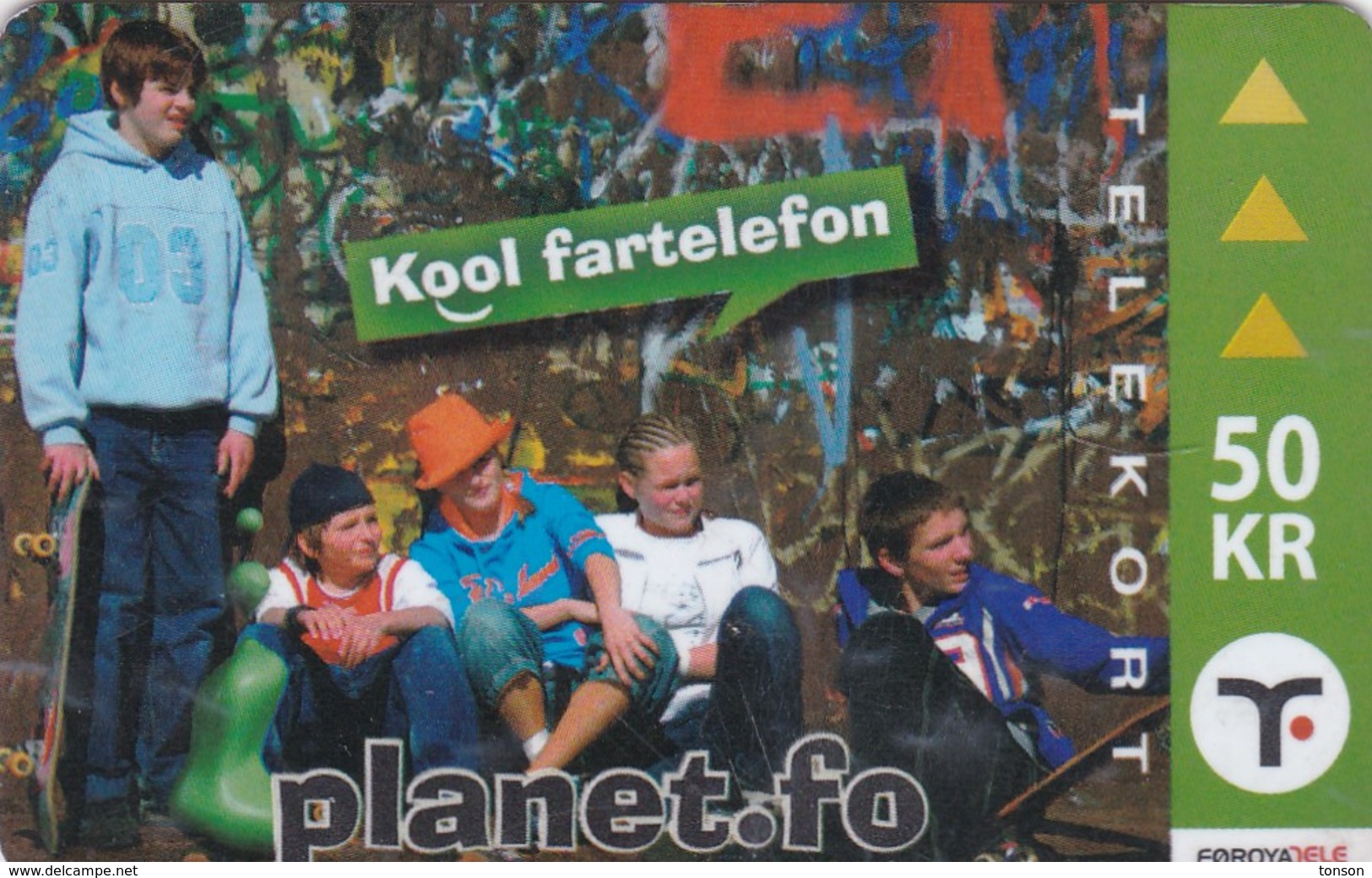 Faroe Islands, OR-004, 50 Kr ,  Planet.fo, Children, 2 Scans. - Faroe Islands