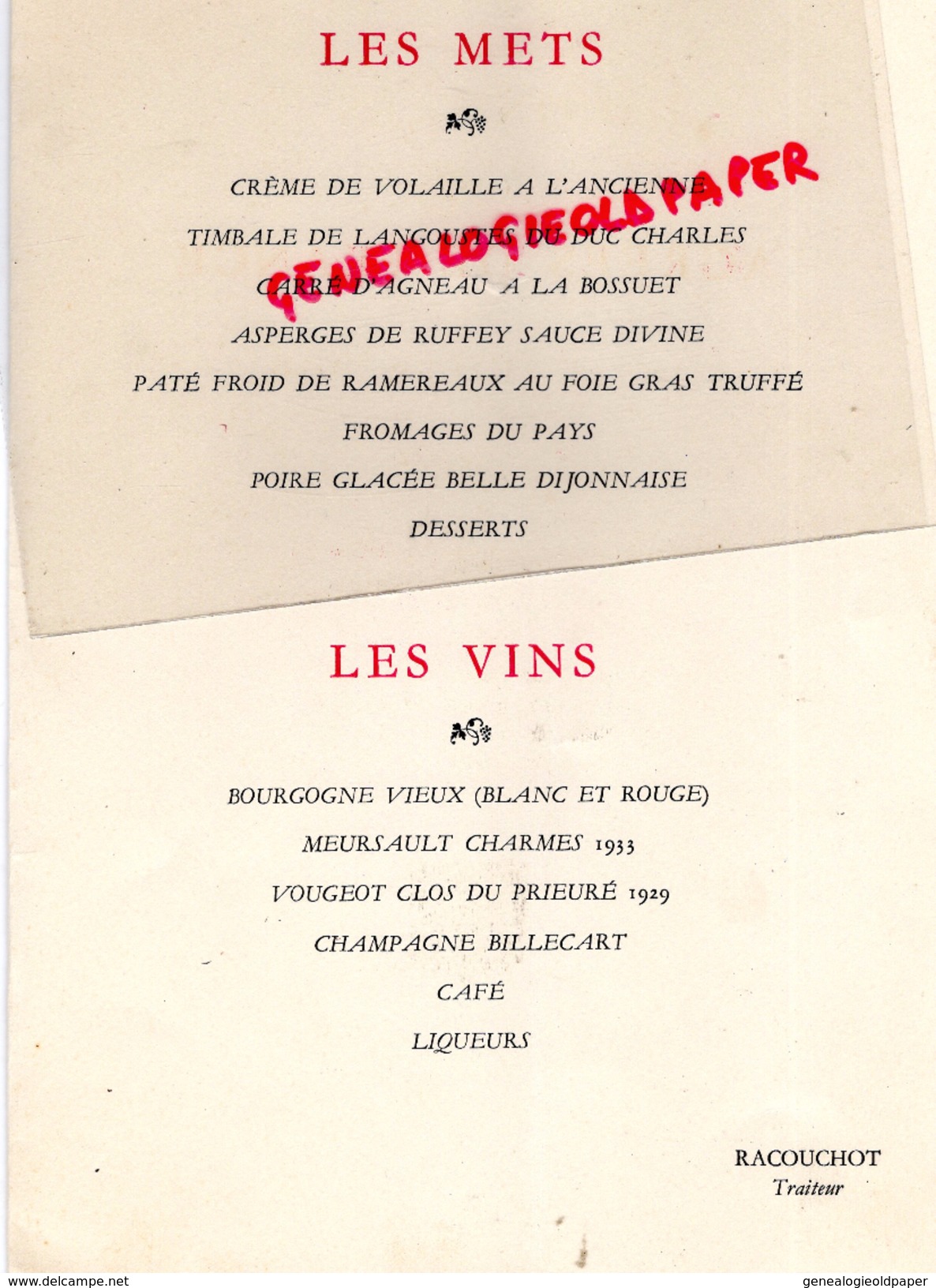 21 - DIJON - BEAU MENU CARTONNE- TOUR DE BAR FUSAIN D. RICHIER- CONGRES DES AGREES DE FRANCE-1936- RACOUCHOT TRAITEUR- - Menus